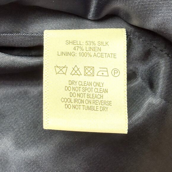 PURE Collection Blazer, Navy Blue Silk and Linen, 3/4 Sleeve, Women's Size 10 - Picture 6 of 6